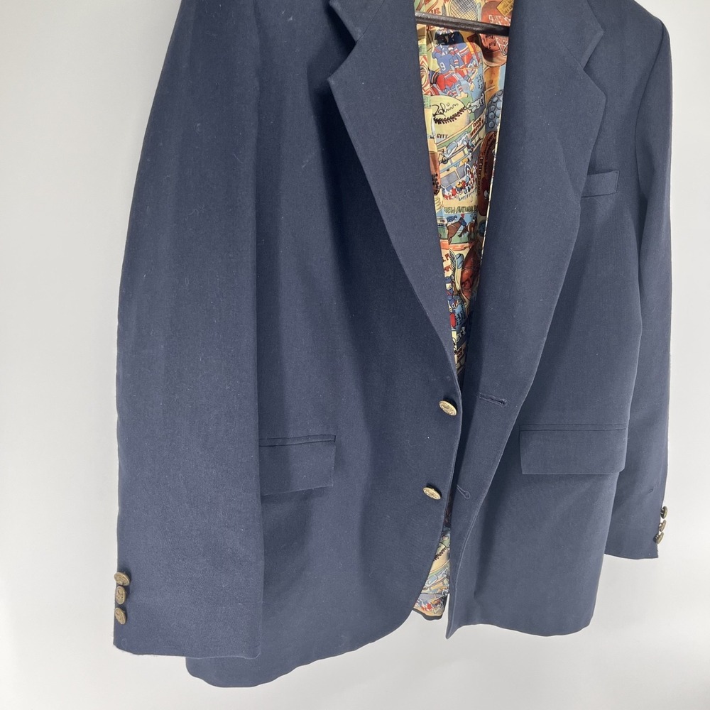 Palm Beach 42R Navy Blue 2Btn Mens Blazer Suit Jacket Sport Coat - Picture 2 of 8